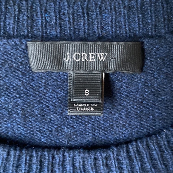 J. Crew Metallic Braid Navy Blue Wool Sweater Size Small - Picture 3 of 8
